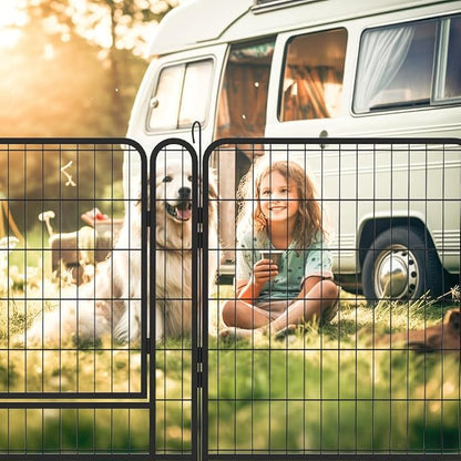 Metal Dog Playpen Outdoor, 32" Height 16 Panels Pet Kennel Crate for Puppy/Small/Medium Dogs, Heavy Duty Metal Playpen with Door, Indoor Portable Dog Fence Pet Exercise Pen for Yard RV Camping