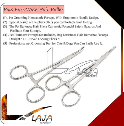 Hemostat Forceps, Stainless Steel Ear Scissors For, Ear Hair Clamp Scissors Tools, Straight And Bent, 5-Inch for Educational Use