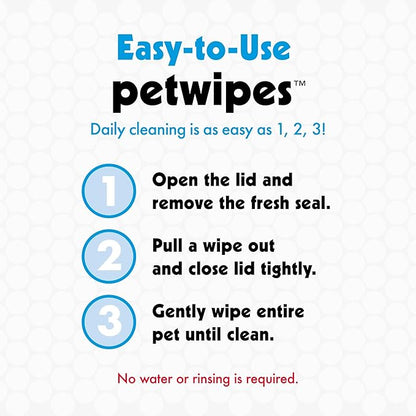 Petkin Mega Valu-Pak Pet Wipes, 125 Wipes - Pet Wipes for Dogs & Cats - for Face, Paws, Ears, Body & Eye Area - Super Convenient Dog Cleaning Wipes