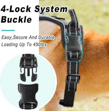 BARKBAY No Pull Dog Harness Large Step in Reflective Dog Harness with Front Clip and Easy Control Handle for Walking Training Running(Flint Gray,L)