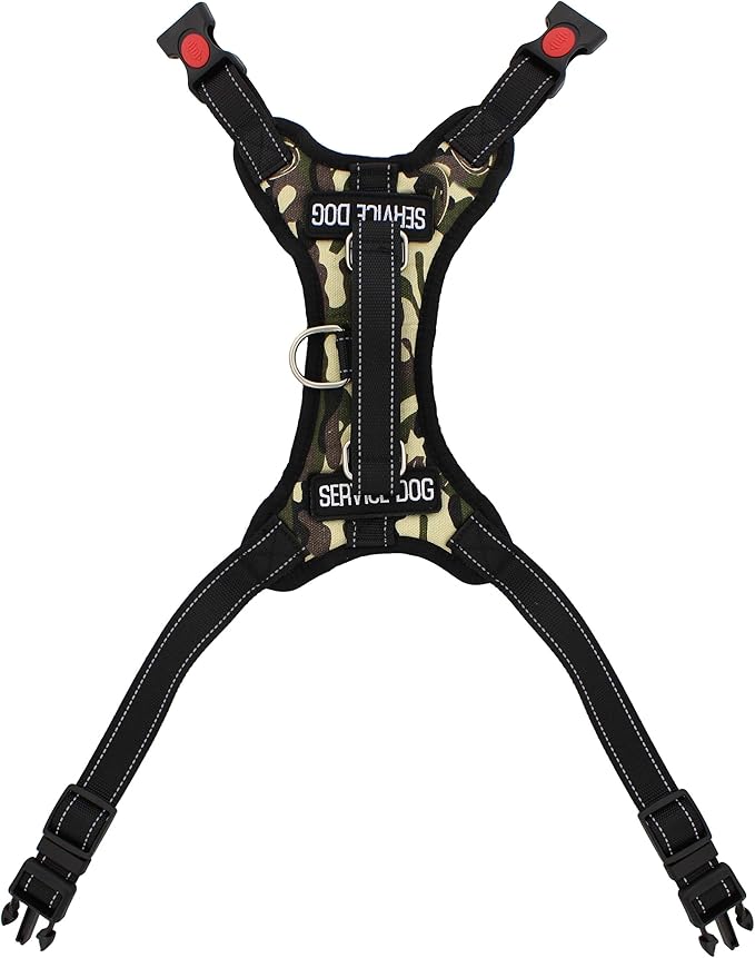 MonMed Service Dog Harness for Large Breeds - Camo Print Service Animal Vest Pet Harness for 25 to 30 Inch Chest