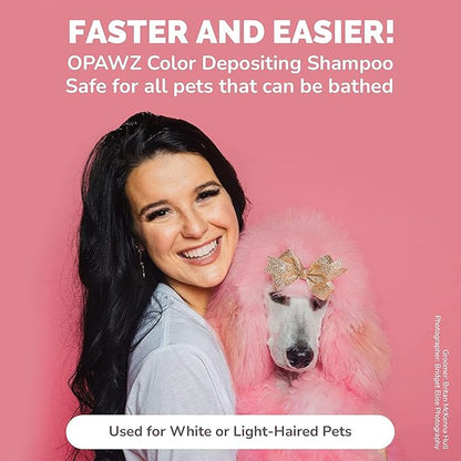 OPAWZ Color Depositing Shampoo for Dogs, Semi-Permanent Dog Hair Dye Coloring Safe Shampoo, Non-Toxic Colorwash Shampoo for Pets (Pink, 2.1 fl.oz / 60mL)