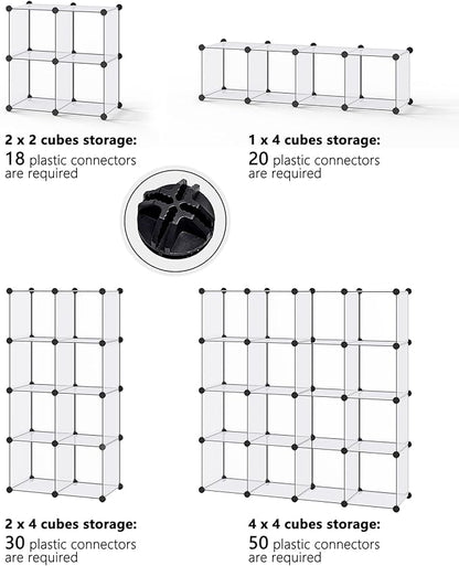 Plastic Connectors for DIY Small Animal Playpen and Cube Storage Unit, Cube Portable Wardrobe, Cube Shoe Rack, 20 Pieces, ABS Connector with 8 Slots,