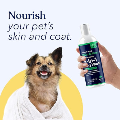 Honest Paws Dog Shampoo and Conditioner - Premium Dog Wash for Allergies and Dry, Itchy, Moisturizing for Sensitive Skin - Sulfate Free, Plant Based, All Natural - Oatmeal & Aloe -16 Fl Oz