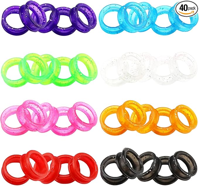 40Pcs Shear Grips Inserts,Soft Silicone Scissors Finger Rings for Comfortable Dog Clipping and Pet Hair Trimming 8 Colors