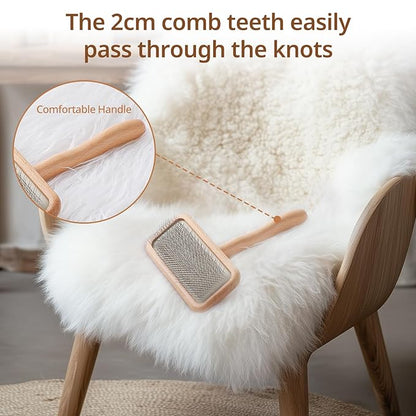 Sheepskin Wool Brush - Carpet Rake Tool for Pet Hair Removal and Household Fabric Care