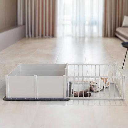 Whelping Box,Whelping Box for Dogs with Washable Puppy Pads, Double Rooms Whelping Pen for Large Breed Dogs,Indoor Whelping Kit for Puppies Birth,White,96"x48"x19.5"