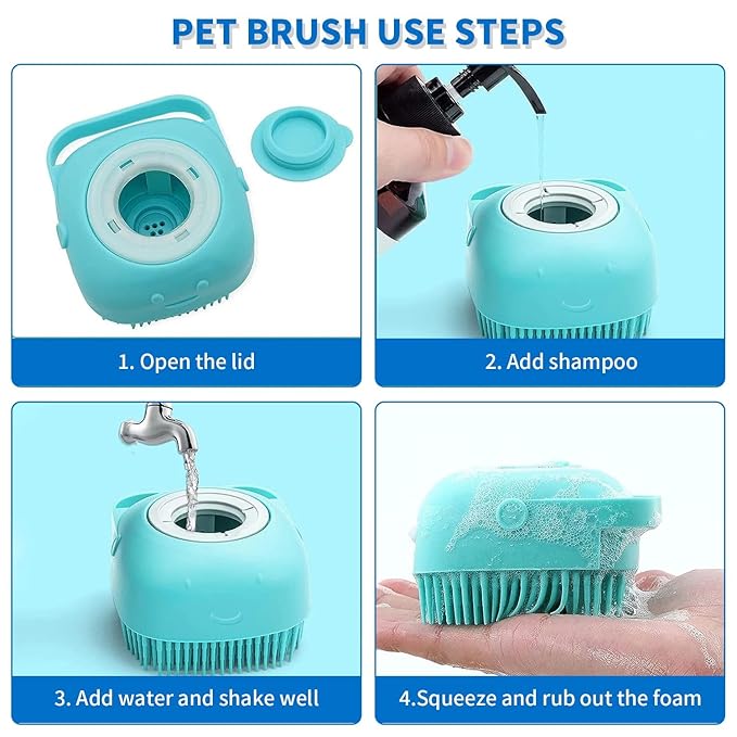 Dog Bath Brush Scrubber Pet Bath Brush Puppy Dog Soap Scrubber for Short Long Haired Dogs and Cats Grooming Cleaning
