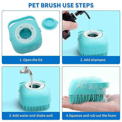 Dog Bath Brush Scrubber Pet Bath Brush Puppy Dog Soap Scrubber for Short Long Haired Dogs and Cats Grooming Cleaning