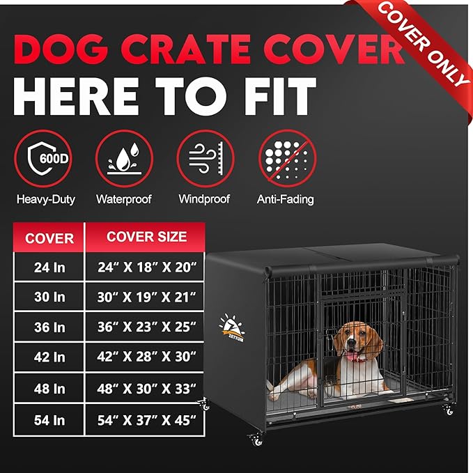 Dog Crate Cover 24 Inch - 600D Kennel Crate Covers for Dog Cage Waterproof & Heavy Duty, Small Dog Cage Cover Universal Fit for Most Wire Pet Crates - 24 x 19 x 19 Inch (Cover Only)