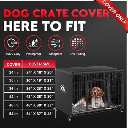 Dog Crate Cover 24 Inch - 600D Kennel Crate Covers for Dog Cage Waterproof & Heavy Duty, Small Dog Cage Cover Universal Fit for Most Wire Pet Crates - 24 x 19 x 19 Inch (Cover Only)