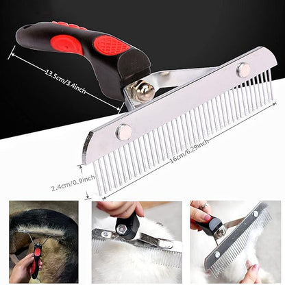 Undercoat Rake for Dogs, Long Tooth Dog Rakes Brush with Anti-Slip Handle - Dog Shedding Brushes for Grooming Long Hair Pets Husky,German Shepherd,Golden Retriever