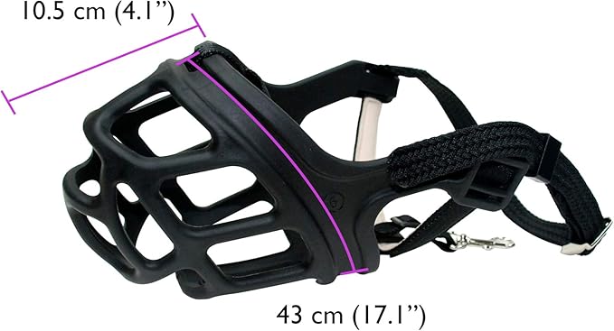 ZEUS Alpha TPR Muzzle for XX-Large Dogs, Comfort Fit Design Prevents Biting, Barking and Chewing, Black