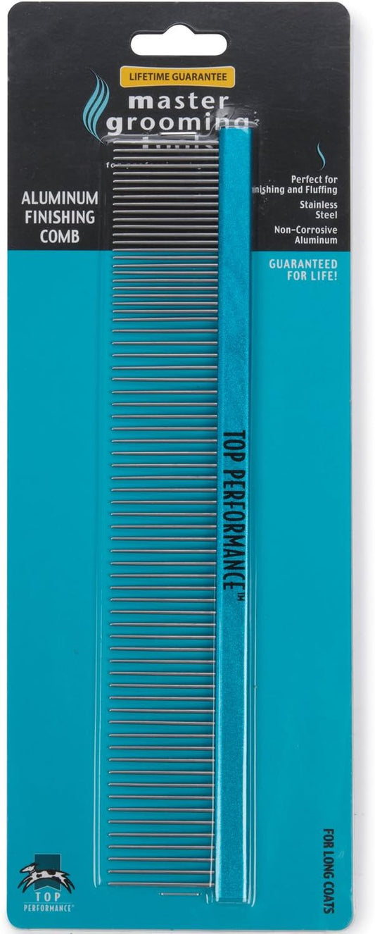 Master Grooming Tools Aluminum Finishing Comb — Versatile Combs for Grooming Dogs, 10", Black