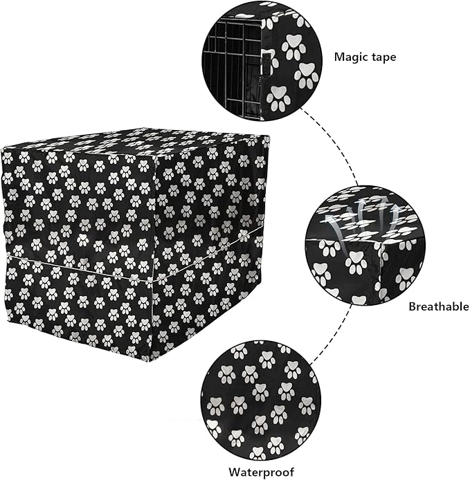 Dog Crate Cover for Wire Crates, Fits Most 42" inch Dog Crates. Easy to Put On, Take Off, and Adjust - Cover only - Black -42 Inch