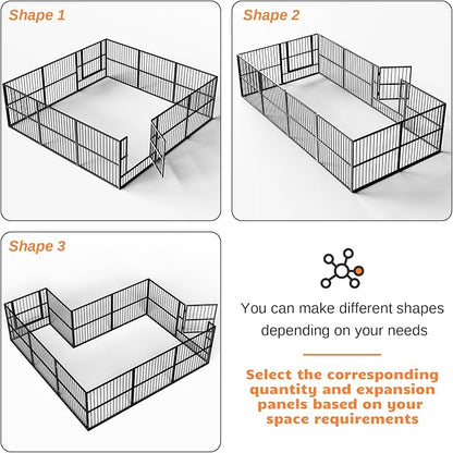 Dog Playpen - 32" Height Dog Pen, Heavy Duty Puppy Pen with Door, Safe & Sturdy, Easy Assemble for Indoor/Outdoor Pet Playpen (6 Panels with Door, Grey)