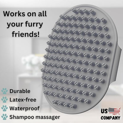 Dog Bath Brush - Silicone Grooming and Shedding Brush for Dogs & Cats, Puppy Essentials Dog Shampoo Brush, Pet Hair Removal Tool for Deep Clean & Massage