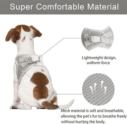 TwoEar Dog Vest Harness Reflective, No-Pull Pet Harness Easy Control with Breathable Mesh, Soft Puppy Step-in Harness No-Choke for Outdoor Walking, Training for Small Dogs(S, Grey)