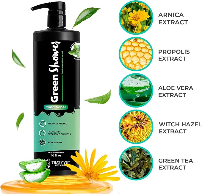 Green Shower Balm Conditioner - Liquid - Non-Oily - Nourishing - Based On Vegetable Extracts - Cruelty-Free (PETA Approved) - Fragrance-Free - Easy Rinse - 300ML - 10Fl.oz