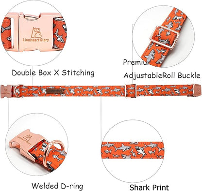Lionheart glory Dog Collar Shark Print Dog Collar Girl or Boy Dog Collar Pet Gift Adjustable Dog Collar for Medium Dog