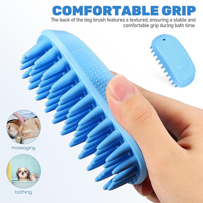 Silicone Dog Bath Brush Soft Tpe Dog Shampoo Scrubber for Bathing Grooming Gentle for Dogs Cats Non-slip Grip Removes Loose Hair Versatile for Massaging Washing