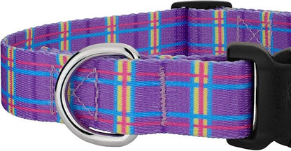 Country Brook Petz - Deluxe Grape Plaid Dog Collar - Made in The U.S.A. - Plaid and Argyle Collection Featuring Charming Designs (1/2 Inch, 2XS)