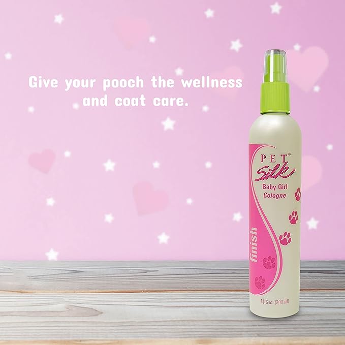 PET SILK Cologne - Pet Odor Eliminator - Dog Perfume & Deodorizer In Between Bath Wash - Clean and Fresh Smelling Fur - Conditioning & Deodorizing Qualities (Baby Girl, 11.6 oz)