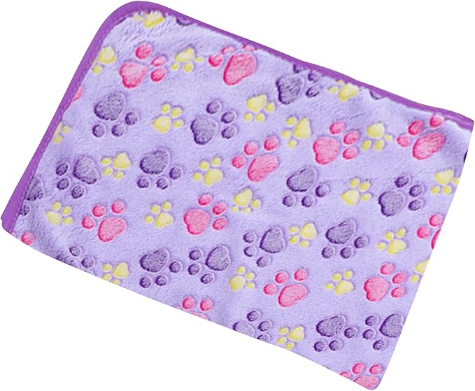 UTTPLL Blanket-Premium-Flannel-Medium-Printed Throw for Cat Dog Puppy Animals Super Soft Fluffy Fleece Pet Blankets Warm Sleep Mat Cute Paw Purple