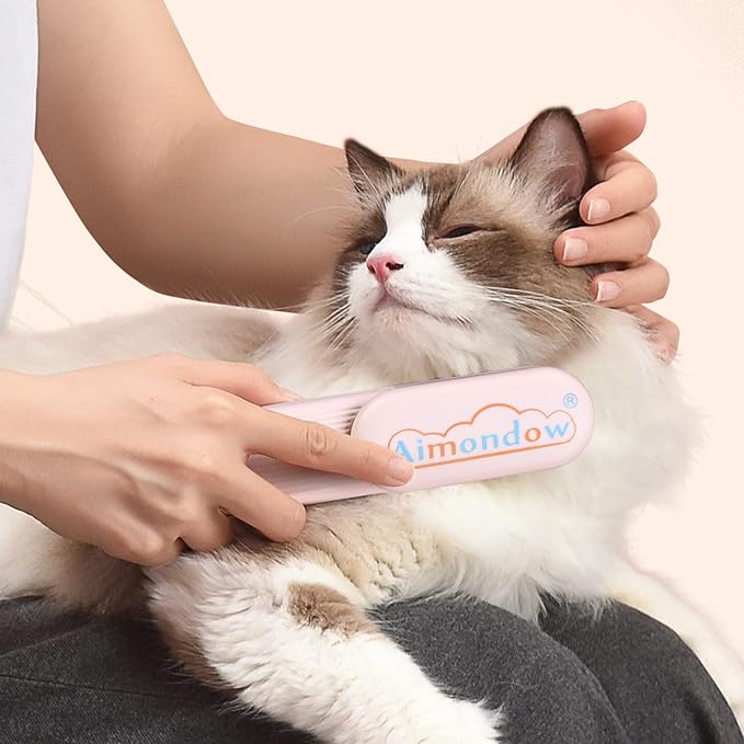 Dog Hair Remover Brush, Cat Grooming Brush for Long and Short Hair Dogs Cats, Self Cleaning Shedding Brush for Massage, Removes Puppy Loose Undercoat Mats Tangled Hair (Pink)