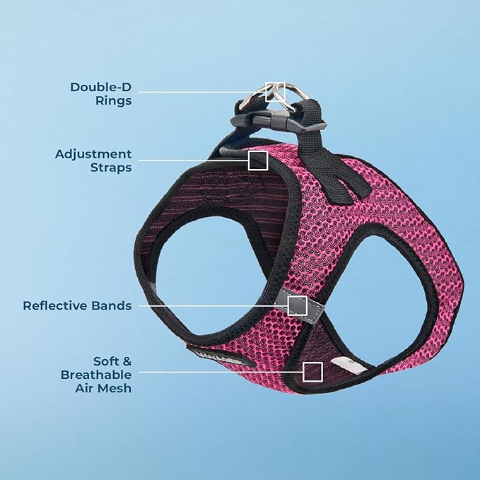 Voyager Step-in Air Dog Harness - All Weather Mesh, Reflective, No Pull Harness for Small, Medium Dogs, Cats - Secure with Hook & Loop Fastener, Buckle, Double D-Rings - Fuchsia 2-Tone, XL