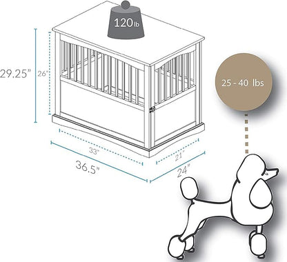 Casual Home Wooden Pet Crate, End Table, Large, New White