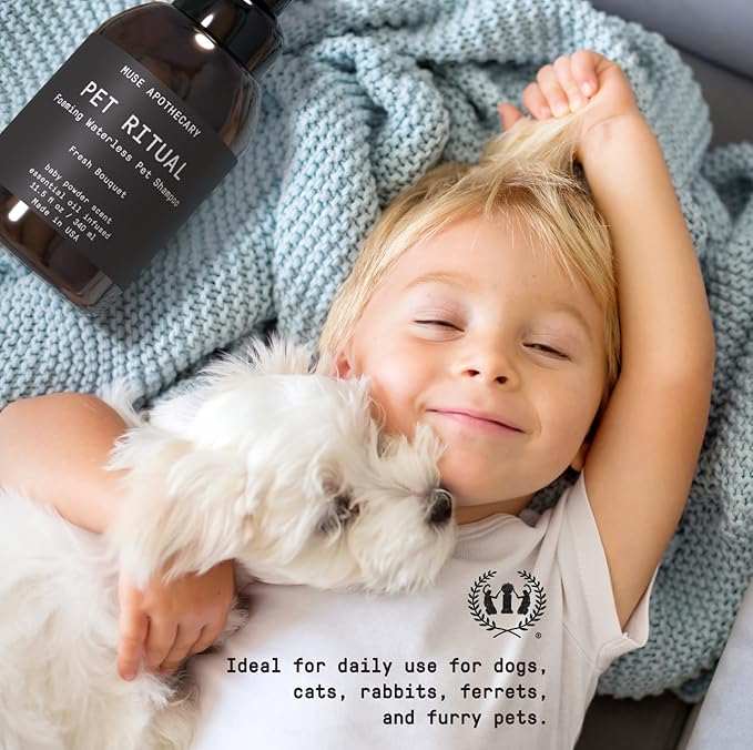 Muse Apothecary Pet Ritual Foaming Waterless Shampoo for Dogs, Waterless Dog Shampoo Foam, No Rinse Dog Shampoo, Waterless Dog Shampoo for Large Dogs - Essential Oils Infused, 11.5oz Lavender Fields