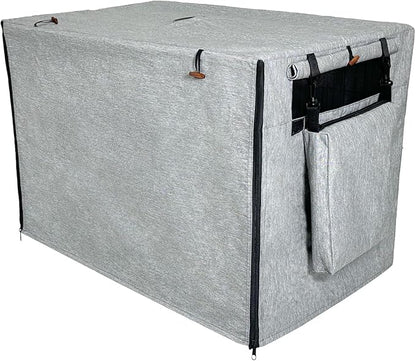 600D Dog Crate Cover, Waterproof Pet Kennel Cover with Storage Bag, Dog Cage Cover Fit for 36 Inch Wire Crate, 36 Inches, Gray (Cover Only)