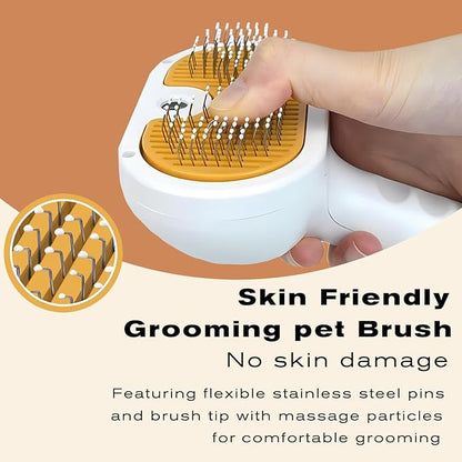 Pet Steam Brush for Dog & Cat – 3-in-1 Spray Hair Removal Comb – Steam Brush for Shedding & Grooming –Spritz Defur Comb–Includes Waterless Shampoo & Eye Wipes