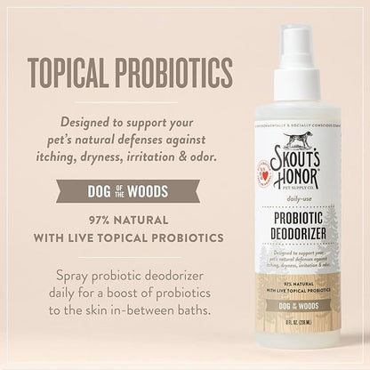 SKOUT'S HONOR Pet Deodorizer Spray- Hydrating Daily-Use with Avocado Oil & Omega-3s, Paraben & Sulfate-Free, 97% Natural, 8oz, Dog of The Woods
