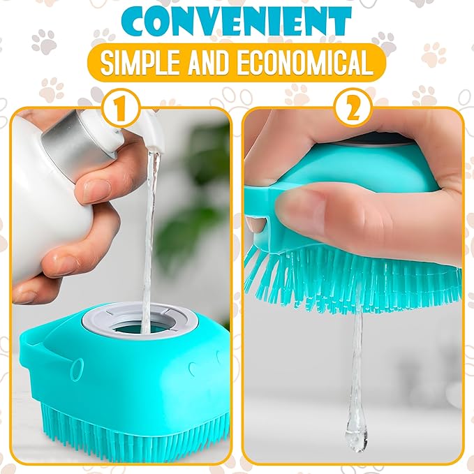 Dog Bath Brush With Soap Dispenser - Silicone Dog Scrubber For Bath Dogs Shampoo Brush Scrubber Dogs Soap Dispenser Exfoliating Shampoo Massage Brush