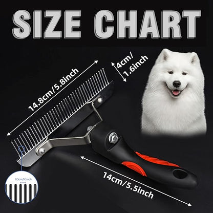 Undercoat Rake for Dogs, Long Tooth Dog Rakes Brush with Anti-Slip Handle - Dog Shedding Brushes for Grooming Long Hair Pets Husky,German Shepherd,Golden Retriever