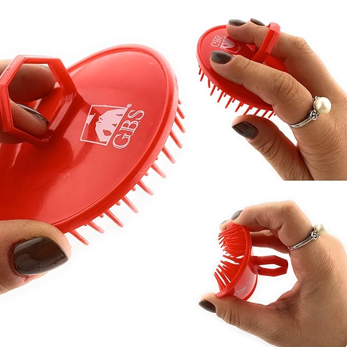 G.B.S Shampoo Scalp Massage Brush, Grooming Travel Effortless Glide Fine Tooth Durable Material, Pack of 6, Red