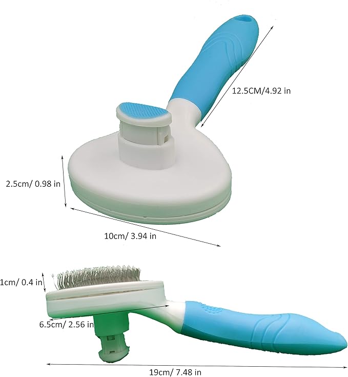 KIRTI Self Cleaning Slicker Brush for Dogs and Cats, Pet Grooming Hair Brush with Pin,Improve Blood Circulation and Massage Blue