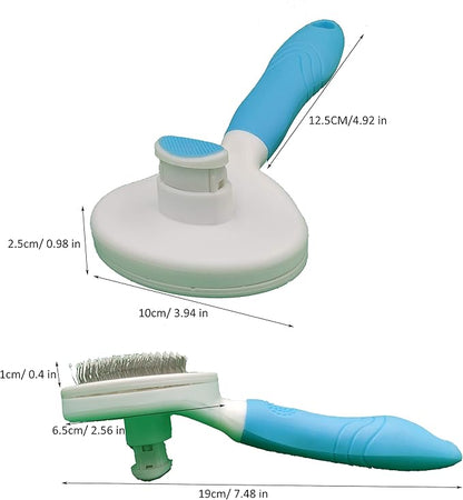 KIRTI Self Cleaning Slicker Brush for Dogs and Cats, Pet Grooming Hair Brush with Pin,Improve Blood Circulation and Massage Blue