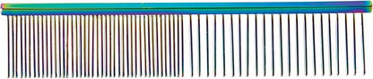 Master Grooming Tools Rainbow Greyhound Combs — European-Style Combs for Grooming Dogs - Fine/Coarse, 7½", Medium, blue
