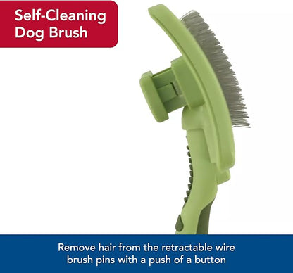 Coastal Pet Safari Dog Self-Cleaning Slicker Brush - Dog Deshedding Brush - Prevents Mats and Tangled Hair - For Dogs with Short or Long Hair - Small - 7" x 3.6"