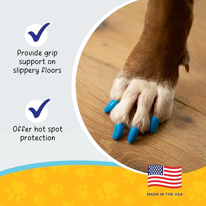 Soft Claws Nail Caps for Dogs with Non-Slip Design Made in USA - 40 Dog Nail Covers for Long-Lasting Protection of Floors and Furniture - Red & Gold Sparkle, XXL