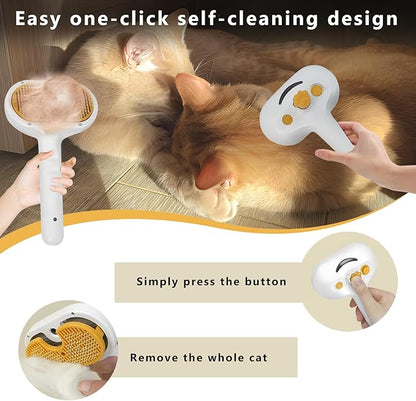 Pet Steam Brush for Dog & Cat – 3-in-1 Spray Hair Removal Comb – Steam for Shedding & Grooming – Water Brush for Long & Short Haired Pets – Spritz Defur Comb –