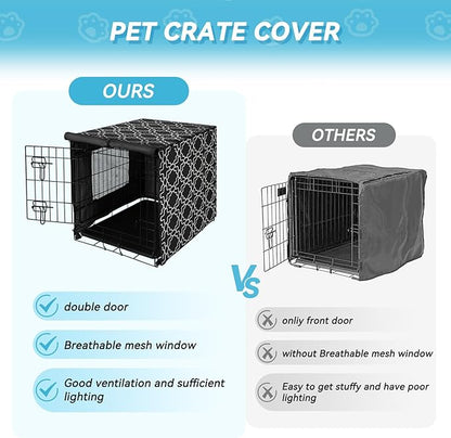X-ZONE PET 36" Dog Crate Cover for Indoor/Outdoor - Heavy Duty Polyester Pet Kennel Cover Fits for Wire Dog Cage Black Print
