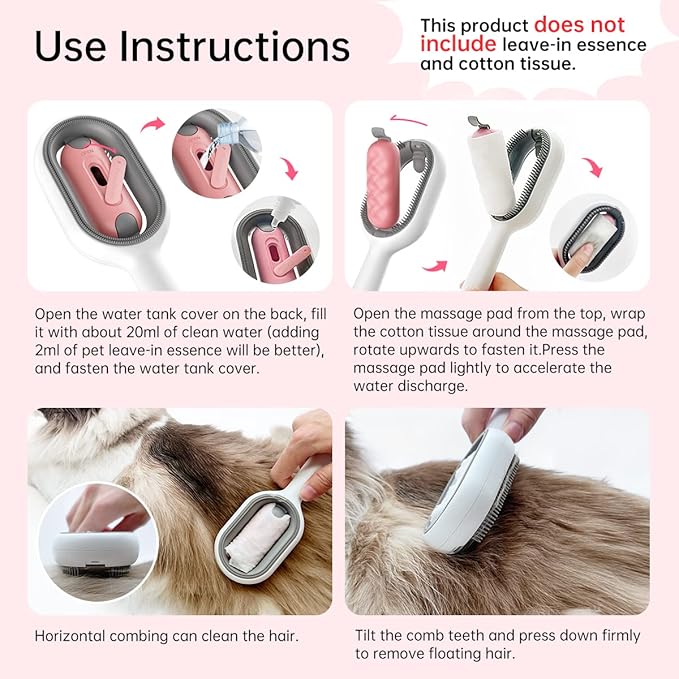Cat Brush with Water Tank Pet Hair Removal Comb Slicker Brushes for Dogs Cats Grooming Tool Removes Loose Undercoat Mats Tangled Hair Brush for Pet Massage (LongHaired Blue)