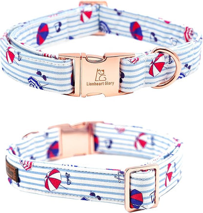 Lionheart glory Dog Collar, Dog Collar Summer Stripe Boy Dog Collar Cute Pet Collar Gift for Medium Dog
