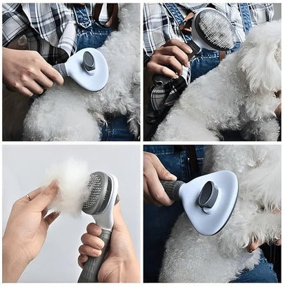FurGlam Pet Grooming & Massaging Brush for Dogs and Cats, Slicker Bristles for De-Shedding, Detangling, and Coat Grooming, Medium, Grey/white