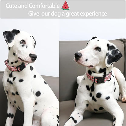 ARING PET Summer Dog Collar-Cute Watermelon Dog Collar for Large Dogs, Adjustable Soft Cotton Girl Dog Collars for Small Medium Large Dogs, Large