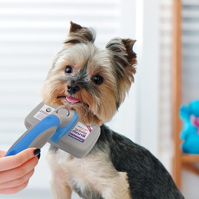 Performore Pet Grooming Brush, Self Cleaning Slicker Brush with Stainless Steel Wire Bristles for Dogs and Cats, Shedding Grooming Tools for Fur Pets Hair Brush